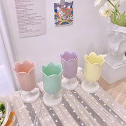 ペン立て ペンホルダー 鉛筆立て 花瓶 フラワーベース 文房具 収納雑貨 インテリア小物 インテリア雑貨 チューリップ型 お花型 無地 ピンク ブルー イエロー かわいい キュート ポップ ガーリー おしゃれ