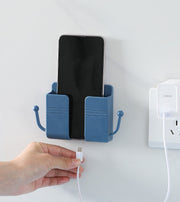 収納ラック リモコンラック スマホラック ウォールラック 壁面収納 壁掛け ケーブルホルダー ケーブルフック 粘着式 日用品雑貨 多用途 台所 キッチン 寝室 玄関 リビング 小物入れ 後付け 穴あけ不要 シンプル かわいい 省スペース 便利グッズ 白 青 黄 ピンク 緑