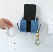 収納ラック リモコンラック スマホラック ウォールラック 壁面収納 壁掛け ケーブルホルダー ケーブルフック 粘着式 日用品雑貨 多用途 台所 キッチン 寝室 玄関 リビング 小物入れ 後付け 穴あけ不要 シンプル かわいい 省スペース 便利グッズ 白 青 黄 ピンク 緑