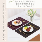 ランチョンマット 2枚セット テーブルマット プレイスマット レザー リバーシブル 滑り止め 撥水 防水 防油 洗える 傷防止