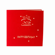 バースデーカード お誕生日カード ポップアップカード グリーティングカード グリカ メッセージカード 紙物雑貨 ギフト関連雑貨 プレゼント関連雑貨 正方形 バースデーケーキ HAPPY BIRTHDAY ブルー レッド シンプル 可愛い キュート おしゃれ