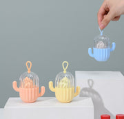 メイク用スポンジ メイクスポンジケース付き パフ ホルダー ケース 3Dパフ 立体 サボテン型 収納 保管 持ち運び 持ち歩き 携帯 入れ物 旅行 トラベル 化粧直し メイク直し