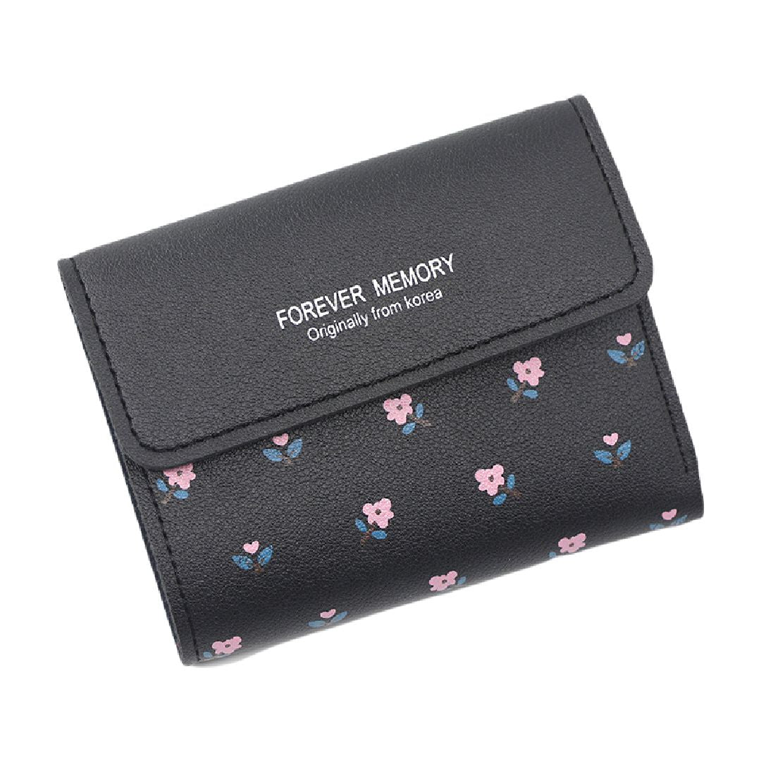 三つ折り財布 財布 レディース 女性 ウォレット フェイクレザー コンパクト 花柄 フラワー スナップボタン カード入れ お札入れ