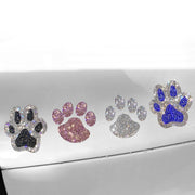 自動車用ステッカー 単品 2枚セット カー用品 デカール 肉球 足跡 クマ 犬 猫 イヌ ネコ ラインストーン キラキラ かわいい ドレスアップ キズ隠し