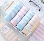 フェイスタオル ハンドタオル バス用品 吸水性 柔らかい 洗面 洗顔 手拭き ボーダー柄 刺繍 イヌ 犬 可愛い 日用品 生活雑貨 お洒落