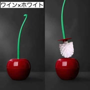 トイレブラシ トイレ掃除ブラシ 収納ケース付き 清掃 床置きスタンド 蓋 柄付き チェリー りんご インテリア おしゃれ 可愛い