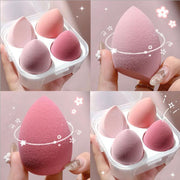 メイク用スポンジ メイク用パフ 4個セット 3Dパフ 立体 化粧用スポンジ 化粧道具 レディース 女性 やわらかい ファンデーション用 しずく型 コスメグッズ 美容 パウダーパフ カラフル メイクアップ 緑 ピンク 紫 黄 オレンジ