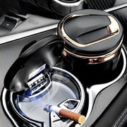 車用灰皿 LEDライト付き 自動LED照明 蓋付き ドリンクホルダー型 車内用 カー用品 喫煙具  吸い殻入れ タバコ 煙草 持ち運び 携帯型 ポータブル 卓上 耐火性 水洗い可能 シンプル おしゃれ
