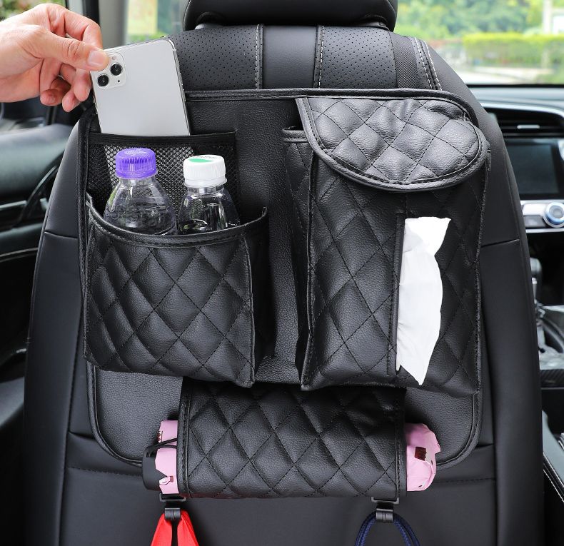 シートバックポケット 車内収納 カー用品 ドリンクホルダー ティッシュケース フック付き 商品画像3