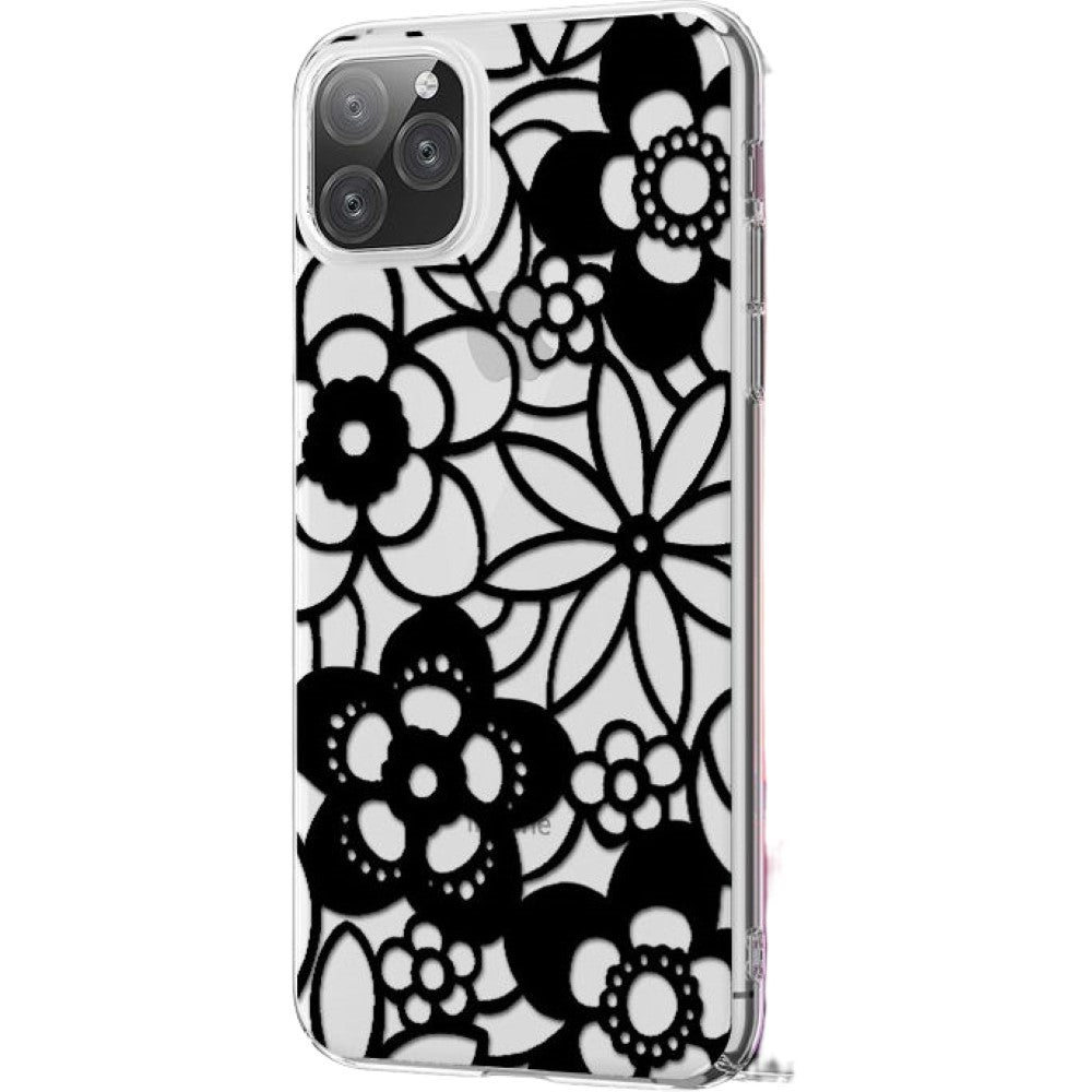 iPhoneケース iPhoneカバー スマホカバー スマホケース 雑貨 スマホアクセサリー ソフト 柔らかい シリコン 総柄 花柄 ブラック ホワイト クリア 可愛い キュート 華やか おしゃれ