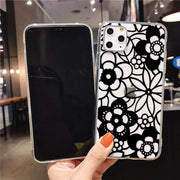 iPhoneケース iPhoneカバー スマホカバー スマホケース 雑貨 スマホアクセサリー ソフト 柔らかい シリコン 総柄 花柄 ブラック ホワイト クリア 可愛い キュート 華やか おしゃれ