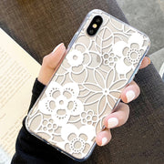 iPhoneケース iPhoneカバー スマホカバー スマホケース 雑貨 スマホアクセサリー ソフト 柔らかい シリコン 総柄 花柄 ブラック ホワイト クリア 可愛い キュート 華やか おしゃれ