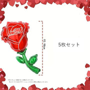 バルーン アルミ風船 5枚セット 5個セット 室内装飾 屋内装飾 イベント装飾 薔薇 バラ フラワー お花 レッド グリーン 華やか かわいい キュート ポップ カジュアル 誕生日 バレンタイン 母の日 パーティ