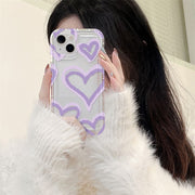 スマホケース スマホカバー iPhone用ケース iPhone用カバー キズ防止 汚れ防止 背面保護 スマートフォンケース クリア 透け感 ハート 紫 パープル