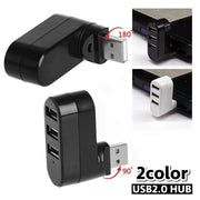 USBハブ 3ポート パソコン周辺機器 HUB USB2.0 回転式 外付け 携帯 データ転送 保存 充電 コンパクト ミニサイズ 便利グッズ シンプル スタイリッシュ 自宅 オフィス 事務用品 PC周辺機器 白 黒