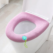 便座カバー トイレカバー O型 U型 V型共通 ゴム仕様 装着簡単 紐付き 便座持ち上げ簡単 トイレ用品 インテリア雑貨 ワンポイント 日用品 洗える おしゃれ かわいい ふわふわ 単色 無地 電気代節約 エコ