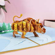 グリーティングカード メッセージカード 飛び出す 3D アニマル リアル 立体 バッファロー 牛 かわいい おしゃれ 父の日 お祝い 誕生日 男の子 男性 プレゼント