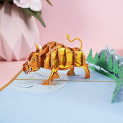グリーティングカード メッセージカード 飛び出す 3D アニマル リアル 立体 バッファロー 牛 かわいい おしゃれ 父の日 お祝い 誕生日 男の子 男性 プレゼント
