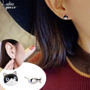 ピアス スタッド レディース アクセサリー ジュエリー シルバーカラー ネコ 猫 魚 サカナ 左右非対称 可愛い おしゃれ シンプル ギフト プレゼント 贈り物