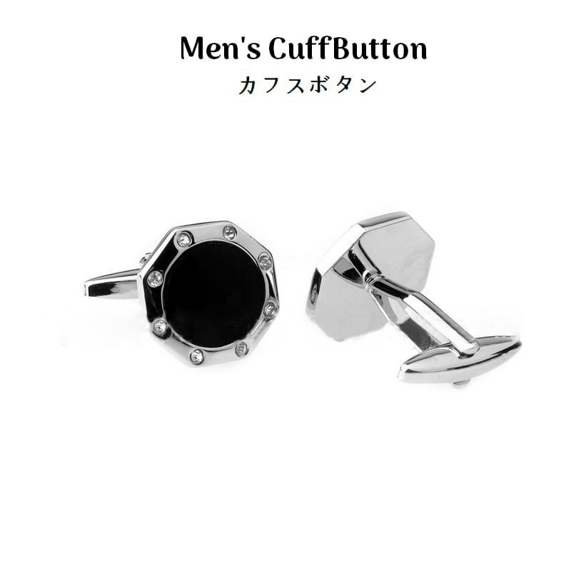カフスボタン カフスリンクス メンズ 八角形 ラインストーン 男性用 スーツアクセサリー スーツ小物 シルバーカラー シンプル フォーマル カウスボタン おしゃれ 結婚式 披露宴 入学式 卒業式