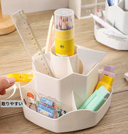 ペン立て ペンホルダー メイクブラシスタンド 小物入れ 卓上収納ケース 大容量 文房具 コスメ 化粧品 360度回転 仕切り付き