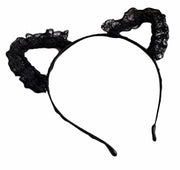 カチューシャ レディース ヘアアクセサリー 大人 猫耳 ネコ耳 レース リボン 鈴 ブラック 黒 コスプレ 仮装 おしゃれ プレゼント ギフト