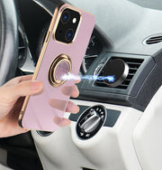 iPhone用ケース スマホカバー アイフォン用 落下防止 リング付き メッキ加工 くり抜き 薄型 軽量 背面保護 傷防止 スタンド機能 おしゃれ きれいめ 上品 かわいい シンプル