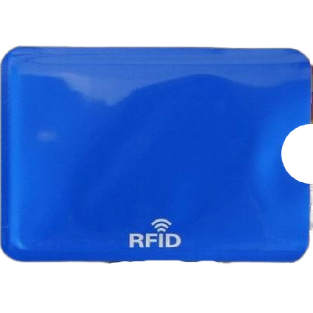 スキミング防止 カードケース 5枚セット RFID磁気防止 スリーブ カード情報保護 ロゴ×ブルー バリエーション画像