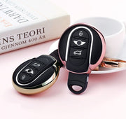 スマートキーカバー スマートキーケース BMW MINI専用 キーホルダー 光沢 F54 F55 F56 F57 F60 アクセサリー スタリッシュ かっこいい シンプル 無地 傷防止 フィット 全面保護 キーフォルダー レッド ブルー 青 赤 ピンク ゴールドカラー シルバーカラー ブラック ツヤ 高級感