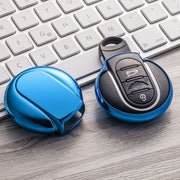 スマートキーカバー スマートキーケース BMW MINI専用 キーホルダー 光沢 F54 F55 F56 F57 F60 アクセサリー スタリッシュ かっこいい シンプル 無地 傷防止 フィット 全面保護 キーフォルダー レッド ブルー 青 赤 ピンク ゴールドカラー シルバーカラー ブラック ツヤ 高級感