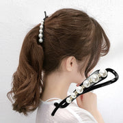 バナナクリップ ヘアクリップ 髪留め 髪飾り ヘアアレンジ ヘアアクセサリー レディース 女性 婦人 ファッション小物 イミテーションパール シンプル かわいい おしゃれ
