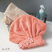 タオルキャップ ヘアドライタオル レディース 女性用 無地 リボン 吸水 髪の毛 かぶる 乾かす お風呂上り かわいい おしゃれ 大人 バス用品
