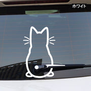 カーステッカー デカール 自動車用 ネコ ねこ 猫 後ろ姿 リアガラス バックウインド リヤウインド 窓ガラス かわいい おしゃれ モノトーン ブラック ホワイト 黒 白