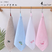 ハンドタオル ループ付き 紐付き お手拭き フェイスタオル 吸水 ひっかけ 吊り下げ 壁掛け かわいい 子供 キッズ キッチン 台所 トイレ バスルーム 浴室