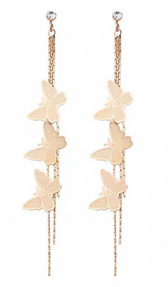 ピアス イヤリング レディース アクセサリー 蝶 チョウ バタフライ ロング ゴールドカラー シルバーカラー ぶら下がるタイプ 揺れる かわいい カジュアル おしゃれ プレゼント ミニギフト 誕生日