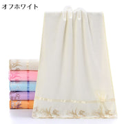 フェイスタオル 単品 幅35cm 長さ75cm 洗面タオル リボン 刺繍 マイクロファイバー デイリータオル 顔拭き カジュアル 台所 洗面所 キッチン 日用品 バス用品 生活雑貨 贈り物 ギフト プレゼント 粗品 おしゃれ 大人 エレガント 上品