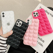 スマートフォンケース iPhoneケース スマホカバー 携帯ケース 携帯カバー ハート 立体 凸凹 デコボコ 背面保護 傷防止 ストラップホール付き ぶら下げ おしゃれ かわいい ガーリー キュート レディース 女性 アイフォン アイフォーン