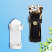 電気シェーバーホルダー 電動髭剃りラック 電動歯ブラシ立て 粘着式 貼り付け 壁掛け 壁面収納 調節可能 水切り 穴付き ホルダー 工具不要 穴あけ不要 簡単取付 ひげ剃り器 洗面所 手洗い場