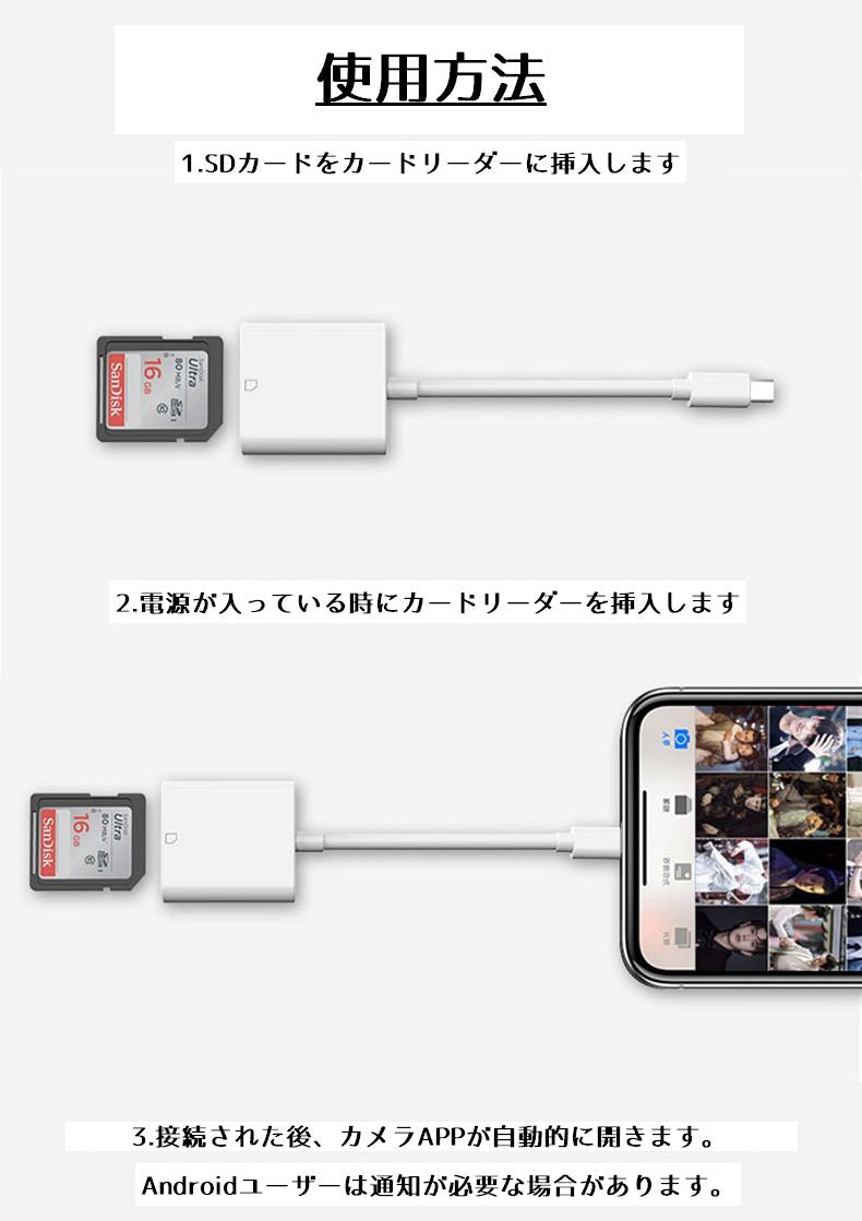 カードリーダー スマホ 外付け 変換アダプター TYPE-C micro 商品画像4