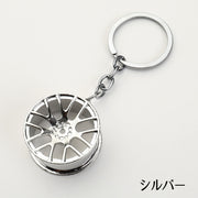 キーホルダー キーリング 鍵ホルダー 男性 男の子 ユニセックス 雑貨 金属製 車好き カーホイール型 メタリック プレゼント ギフト シンプル かっこいい ファッション小物