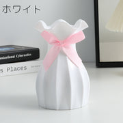 花瓶 花器 フラワーベース フラワーポット フラワースタンド リボン 袋形 プラスチック製 卓上 観葉植物 屋内 部屋 飾り 装飾 インテリア かわいい おしゃれ