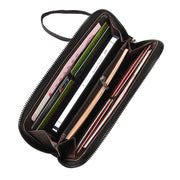 長財布 財布 メンズ 男性 カード入れ ストラップ付き カードケース お札入れ スマホ入れ PU レザー調 クラッチバッグ 小銭入れ ファスナー 無地 型押し おしゃれ かっこいい