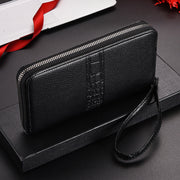 長財布 財布 メンズ 男性 カード入れ ストラップ付き カードケース お札入れ スマホ入れ PU レザー調 クラッチバッグ 小銭入れ ファスナー 無地 型押し おしゃれ かっこいい