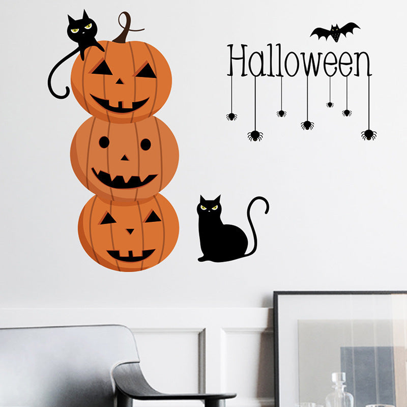 ウォールステッカー ハロウィン クモ かぼちゃ コウモリ 黒猫 Halloween 子供部屋 ドア 壁 窓 シール 部屋飾り 店内飾り DIY 可愛い パーティ イベント インスタ映え 雑貨 インテリア