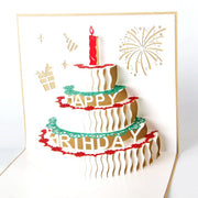 バースデーカード グリーティングカード 手紙 誕生日 HAPPYBIRTHDAY ポップアップ 飛び出す 立体 3Dケーキ 封筒付き メッセージカード かわいい おしゃれ キュート