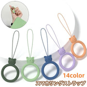 リングストラップ スマホストラップ 携帯ストラップ スマホ用品 スマホアクセサリー キーホルダー 落下防止 シリコン 猫 ネコ お洒落 くすみカラー カラバリ豊富 シンプル 可愛い キュート