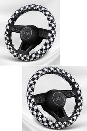ハンドルカバー ステアリングカバー O型 D型 カーハンドル用 車用 車用品 内装 カーアクセサリー 通気性 滑り止め 凸凹 千鳥型 千鳥格子 かわいい シンプル お洒落