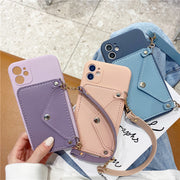iPhoneケース スマホケース カードポケット ボタン 持ち手付き 背面保護 傷防止 汚れ防止 シンプル 可愛い お洒落 iPhoneカバー スマホカバー スマートフォンケース アイフォンケース プチギフト 贈り物