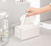 ティッシュケース ロールペーパーホルダー ティッシュボックス 小物入れ 卓上 トイレットペーパー収納 クリア 透明 シンプル