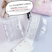 システム手帳 3穴 ミニバインダー トレカケース リフィル付き ミニサイズ メモ帳 文房具 シンプル クリア 持ち運び 学生 学校 仕事用 ビジネス用